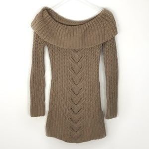 COPY - NWT BEBE BEIGE OFF-THE-SHOULDER COWL SWEATER S